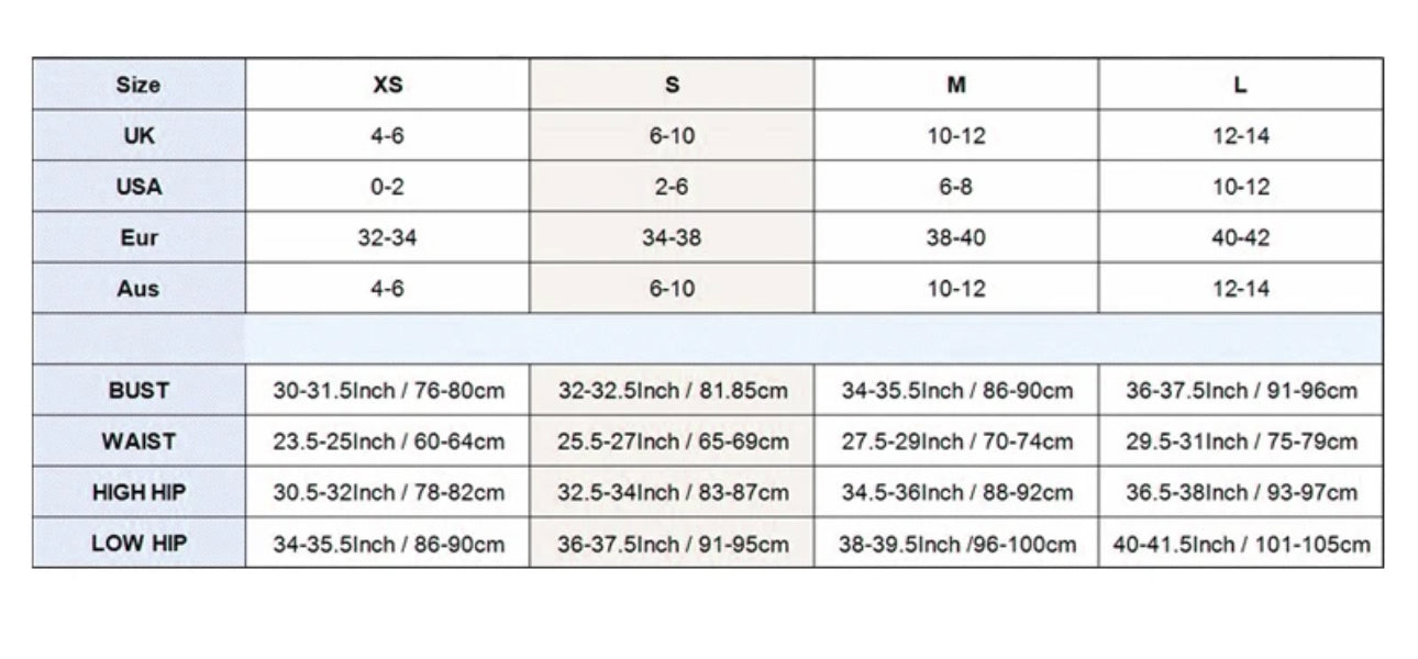 Size chart for three-D flower halter gown