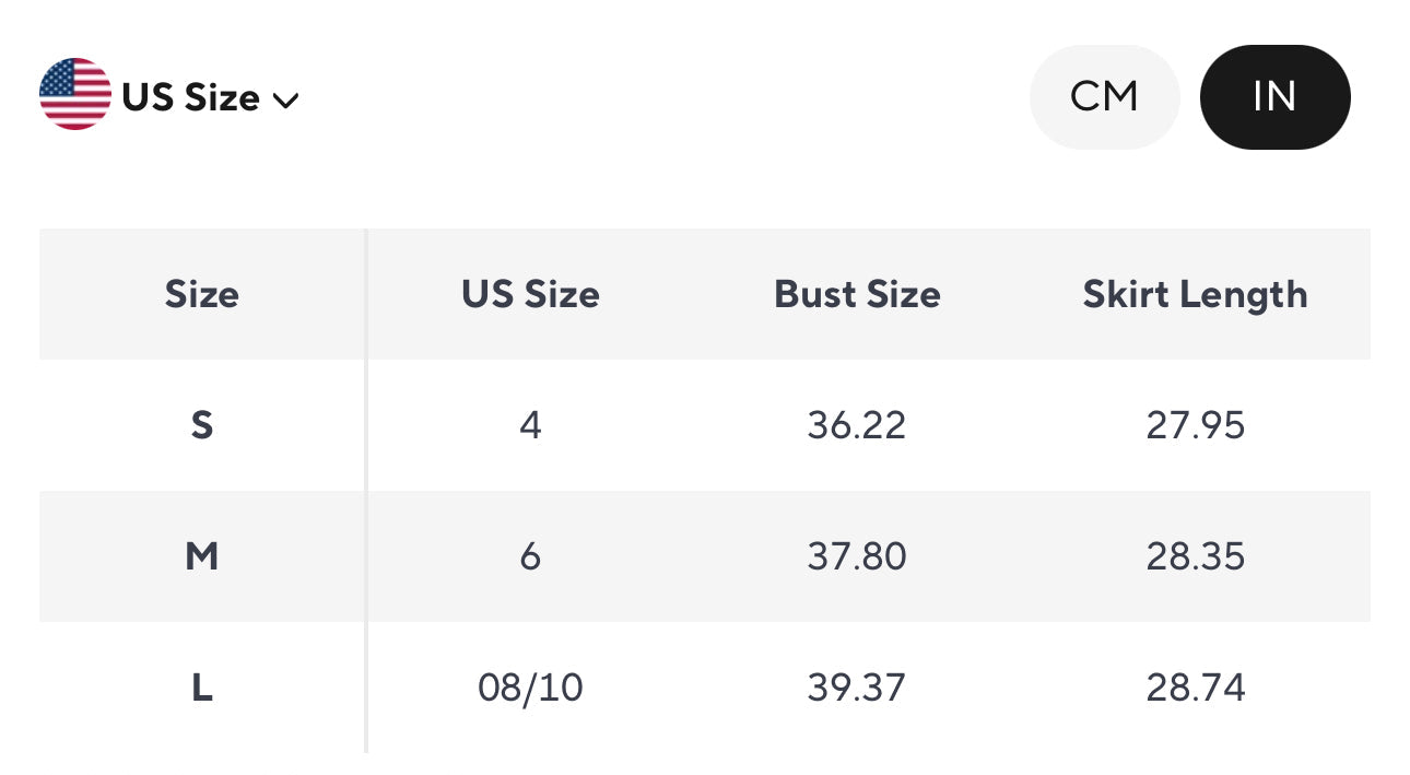 Size chart for high neck halter mini dress