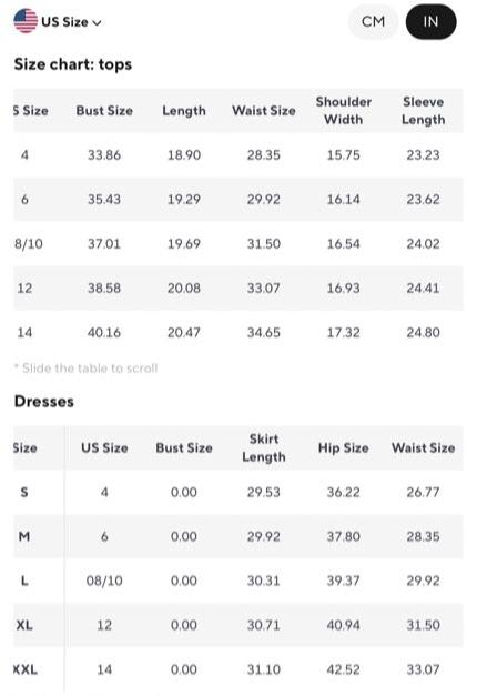 Size chart for women's pink blazer and midi skirt suit set measurements and fit guide