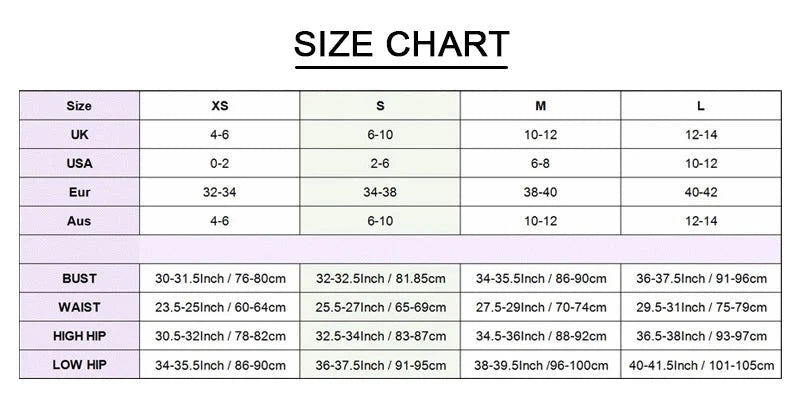 Size chart for long sleeve crop top and high slit maxi skirt set