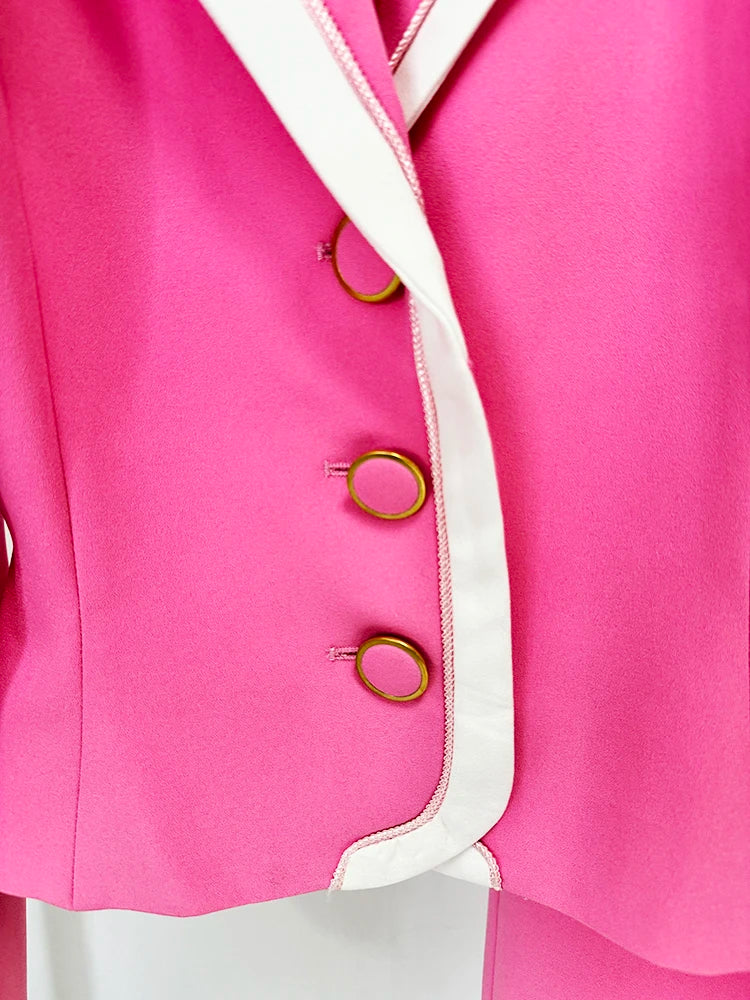 Professional women's pink suit set with sophisticated styling