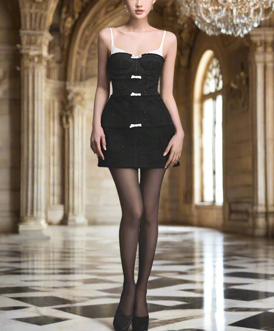 Bowknot Mini Dress with Matching Cape Set