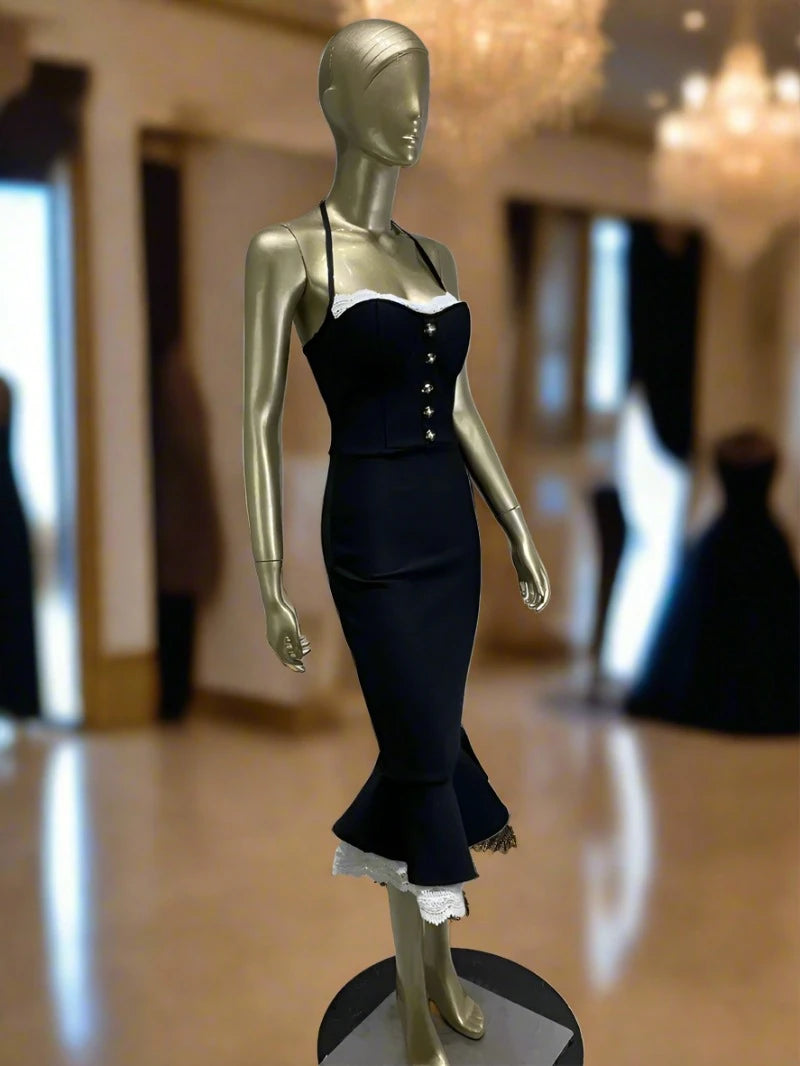 Italian Style Midi Bodycon Halter Dress