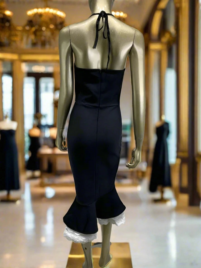 Italian Style Midi Bodycon Halter Dress