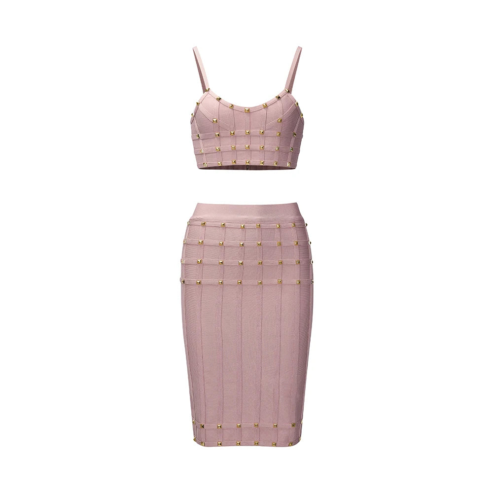 Complete pink bandage two-piece set 