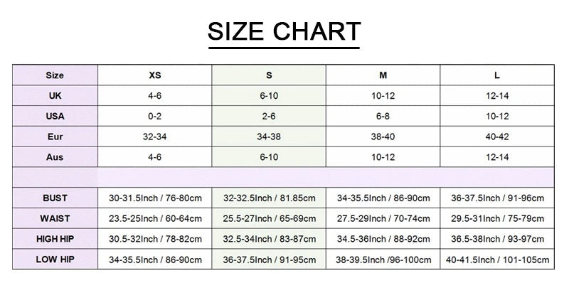 Size chart for strapless beaded and sequined tassel dress measurements and fit guide