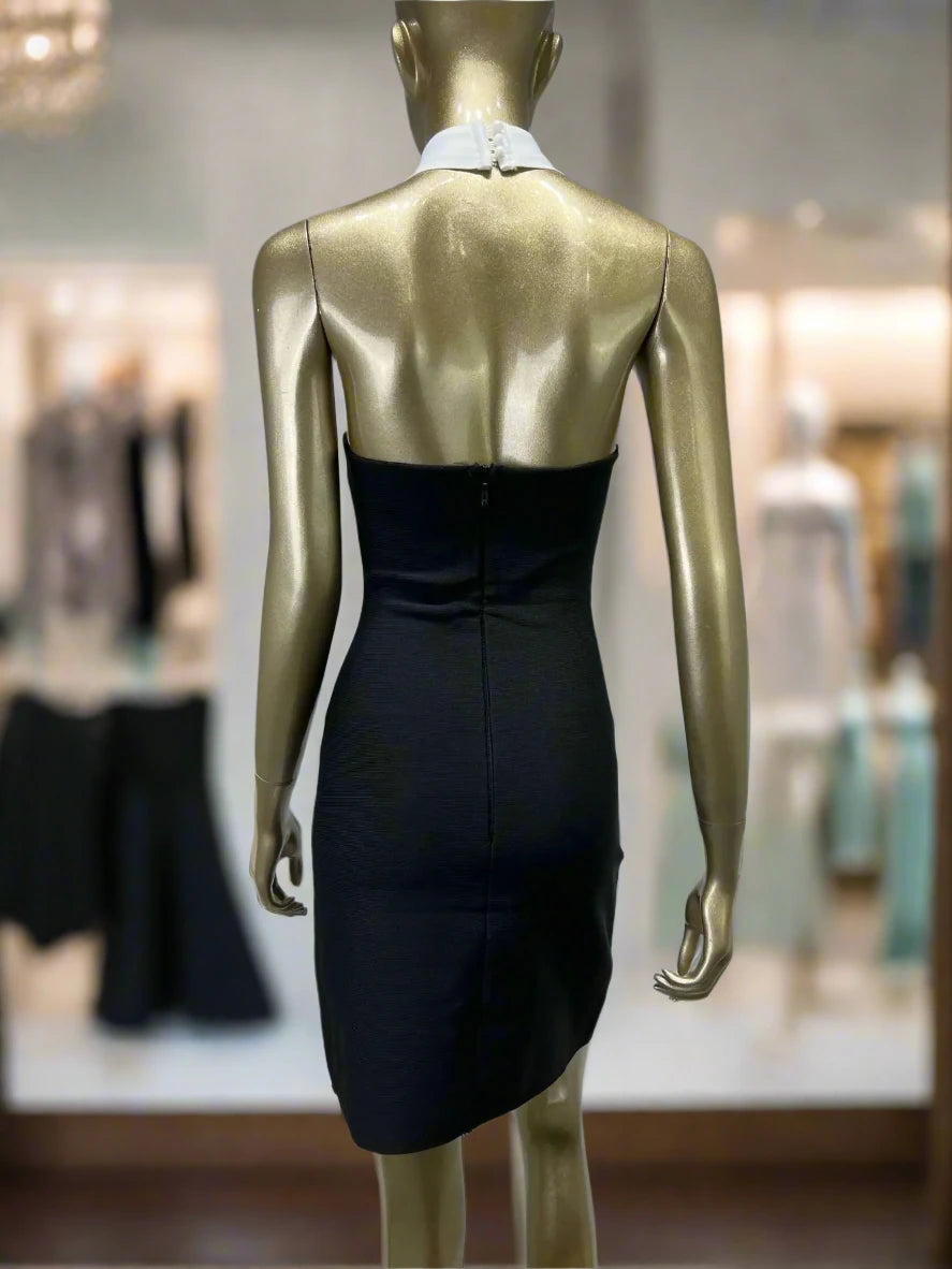 Black Mini Dress with White Collar Detail
