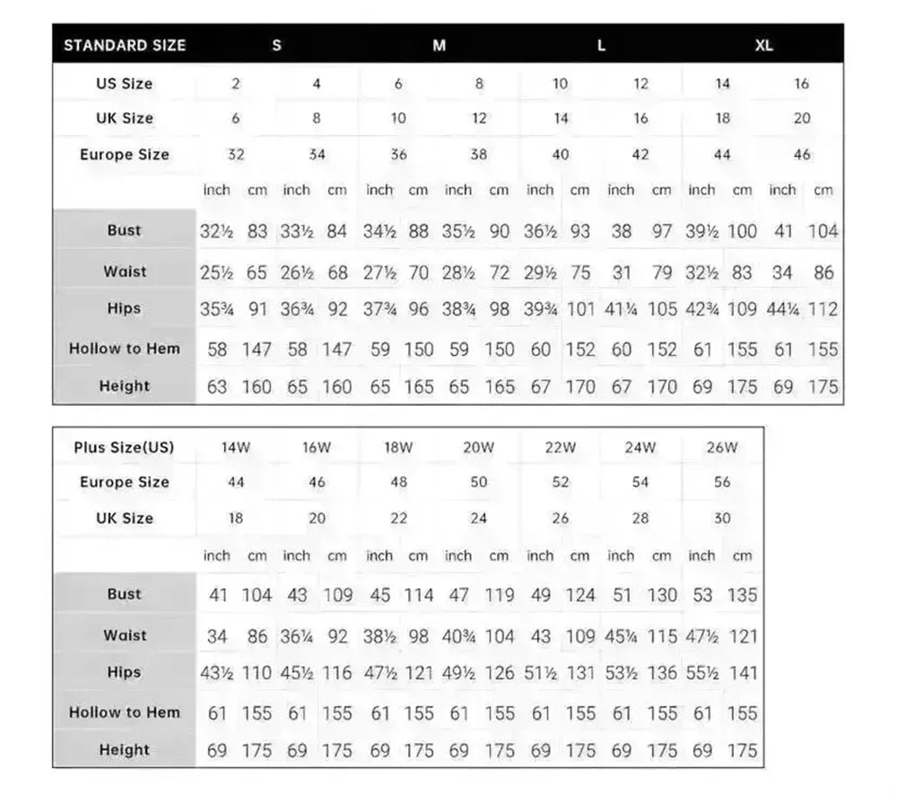 Size chart for baby blue satin bow midi dress